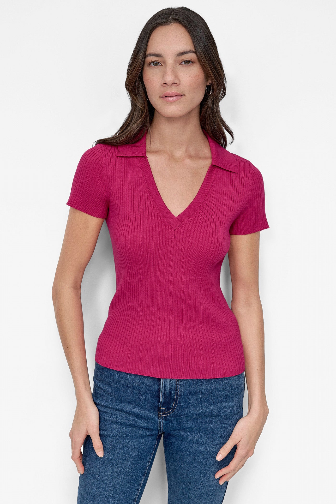 Classic Ribbed Polo Knit Sweater