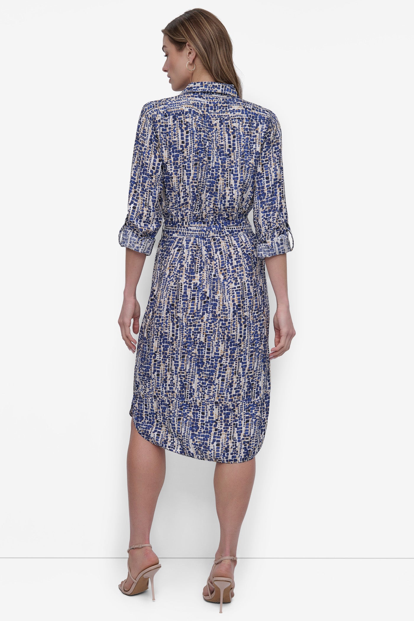 Belted Tiered Midi Shirt Dress for Women