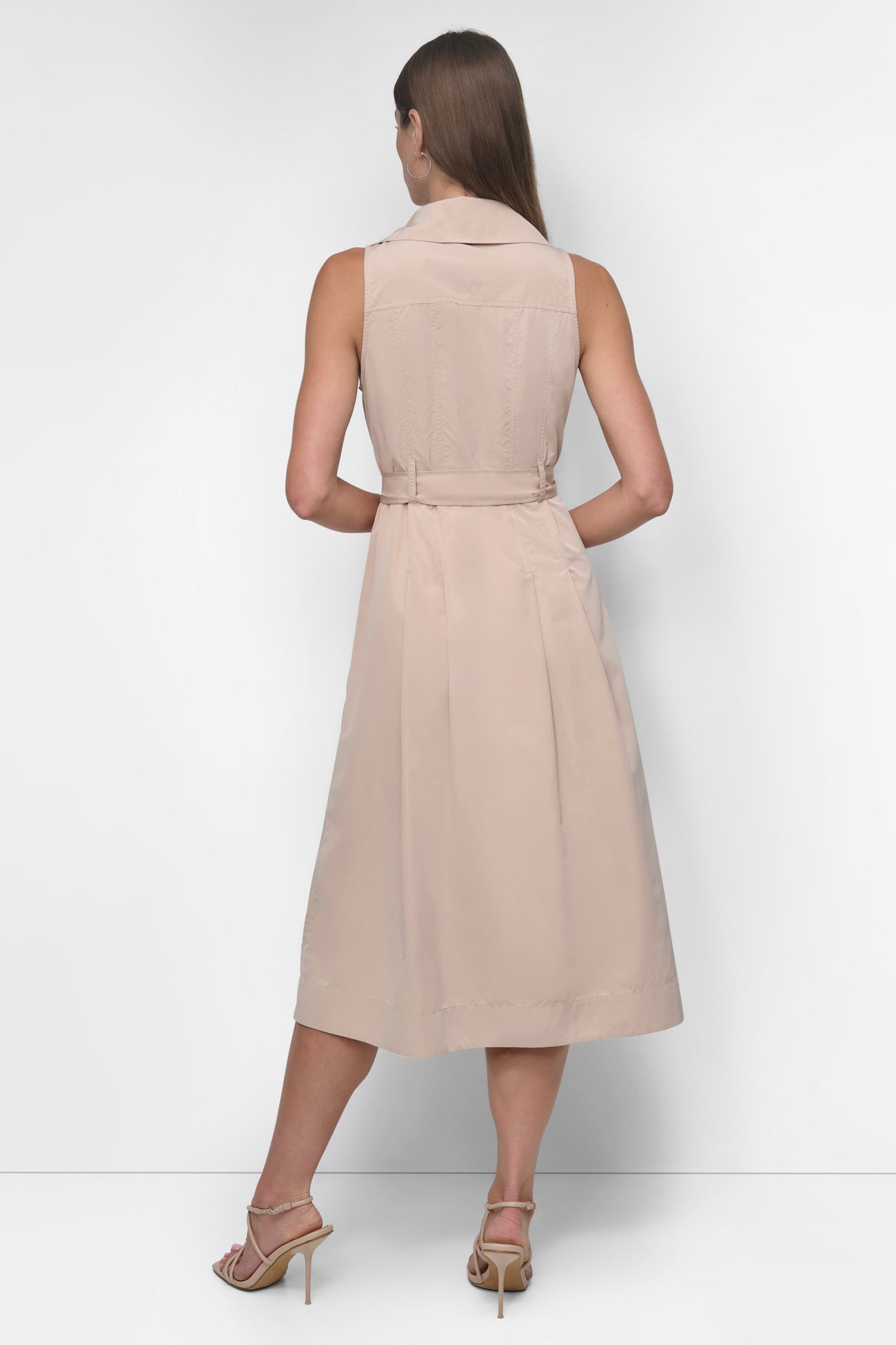 Belted Cotton Midi Dress - Sleeveless & Stylish