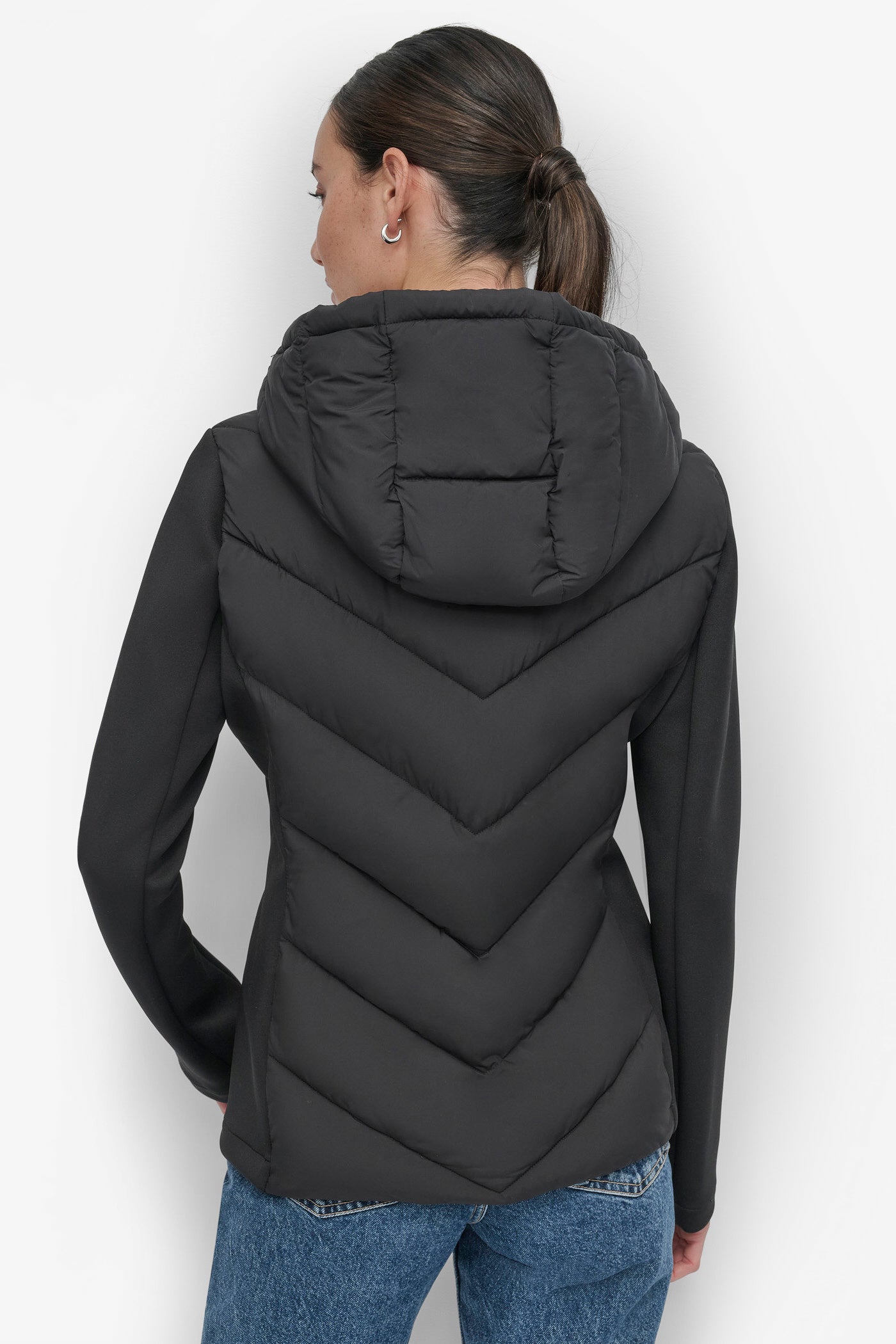 Lightweight Mixed Media Puffer Jacket