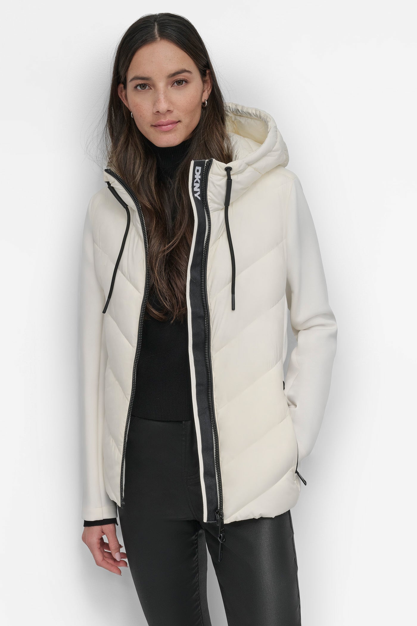 Lightweight Mixed Media Puffer Jacket