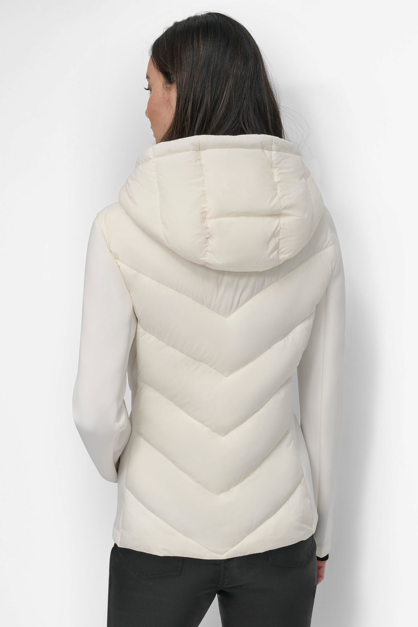 Lightweight Mixed Media Puffer Jacket