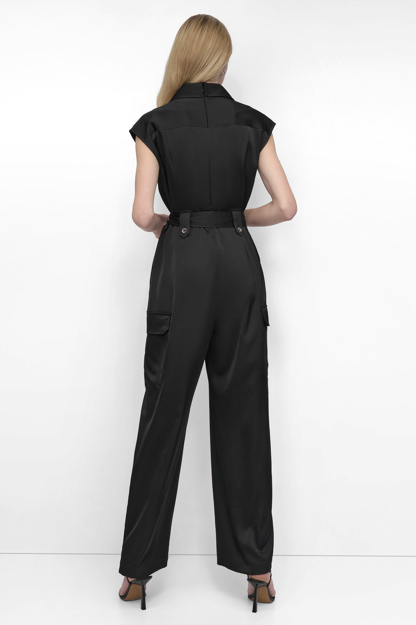 Belted Cargo Jumpsuit with Wrap Design