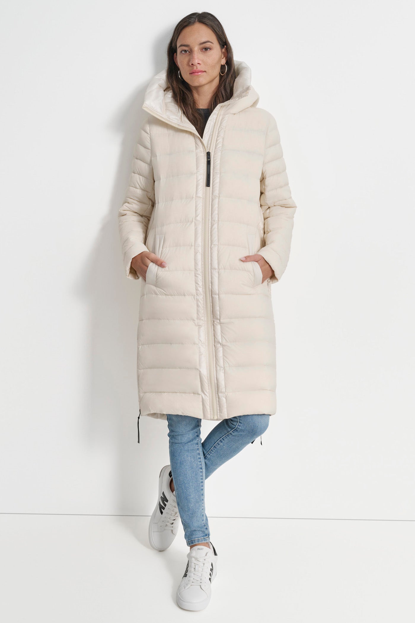 Quilted Puffer Jacket with Hood & Zip Front