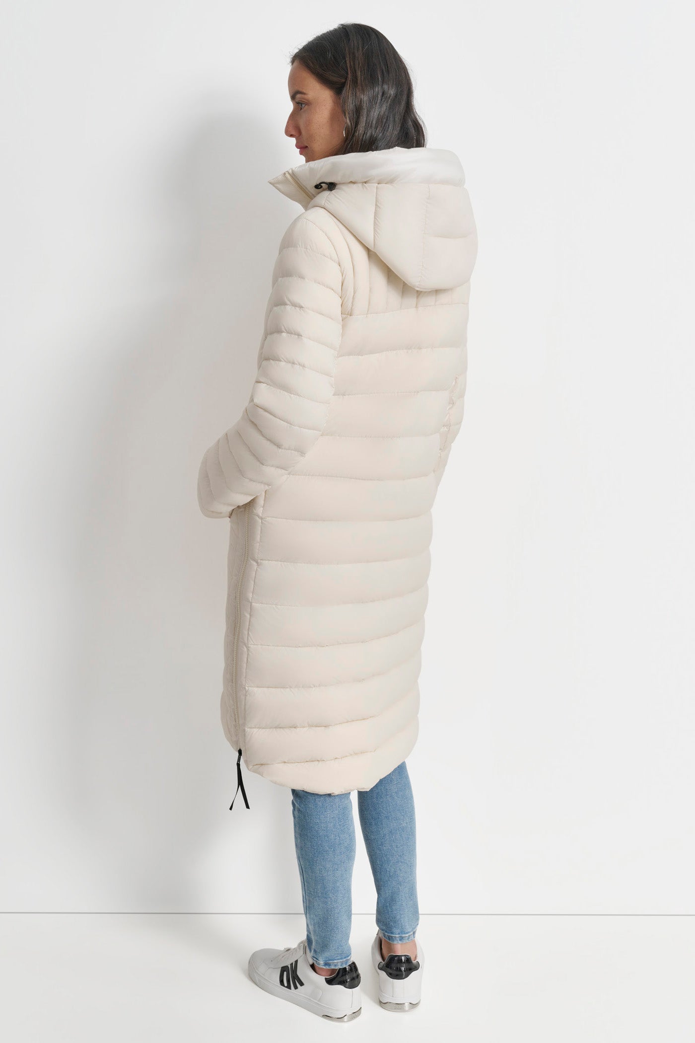 Quilted Puffer Jacket with Hood & Zip Front