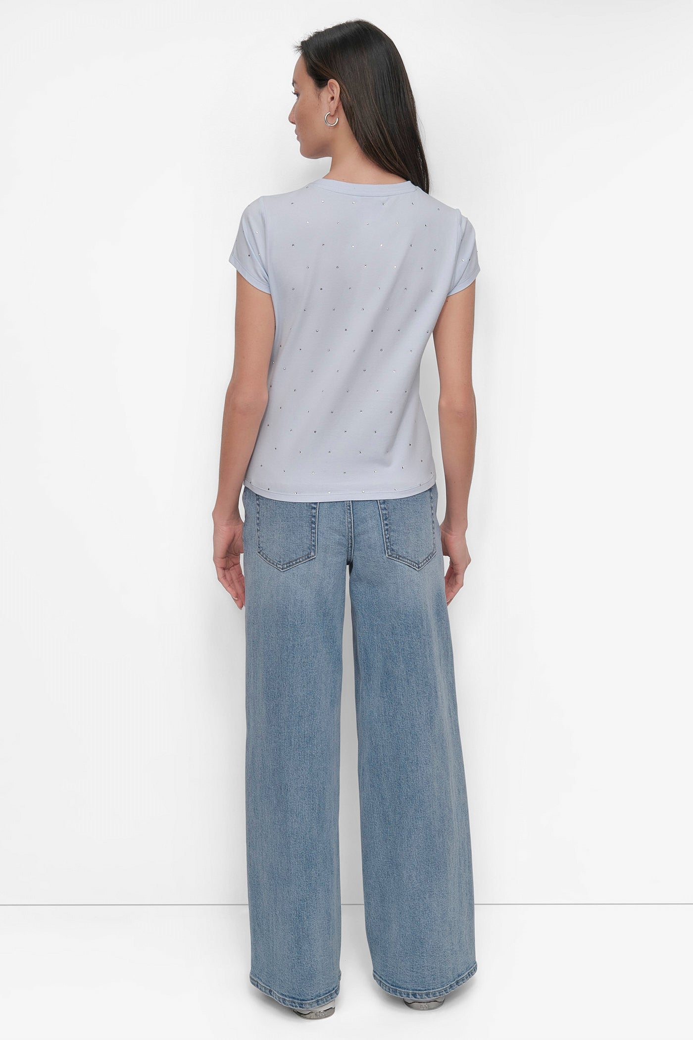 Crystal Logo Embellished Tee for Women