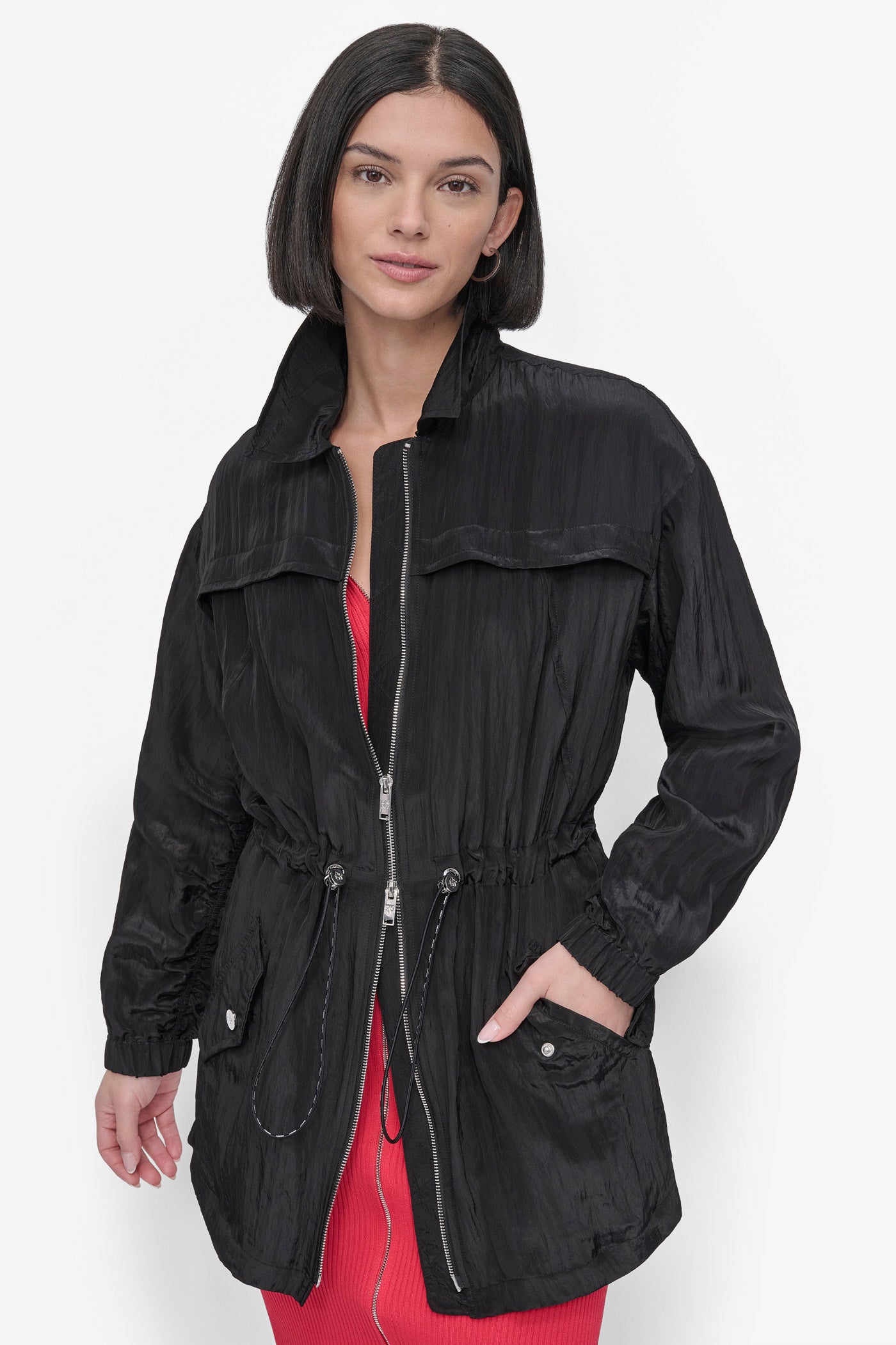 Textured Anarak Jacket with Long Sleeves