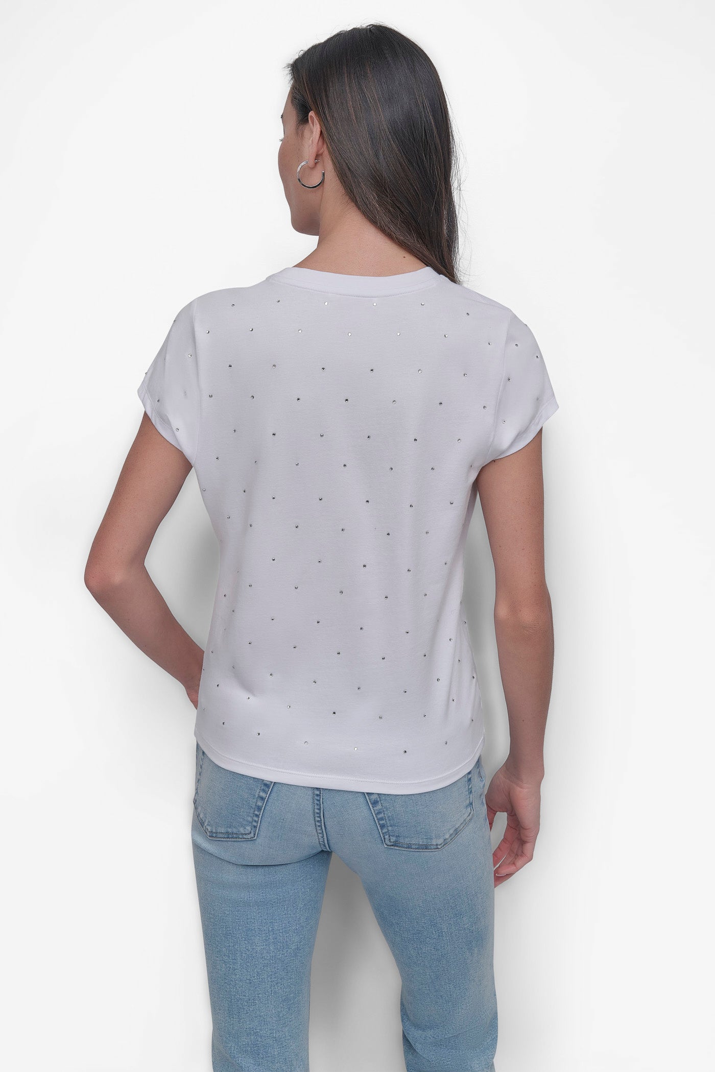 Crystal Logo Embellished Tee for Women