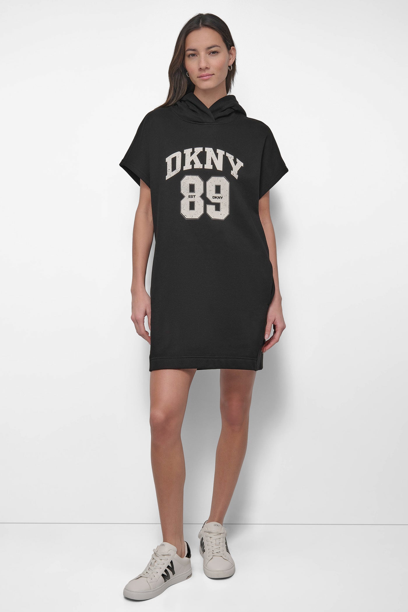 Crystal-Embellished Mini Hoodie Dress