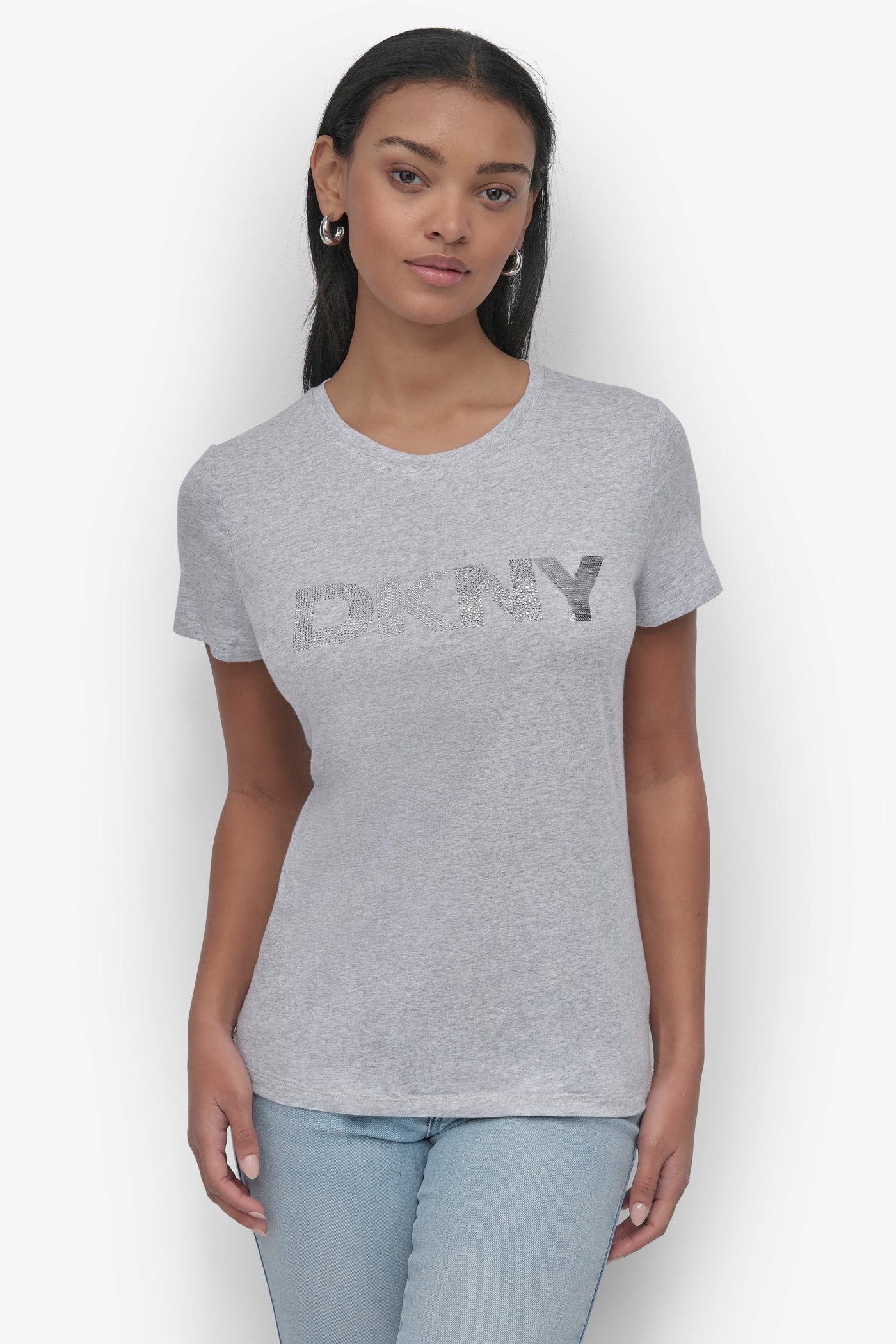 DKNY Embellished Logo Tee - Stylish Statement Top