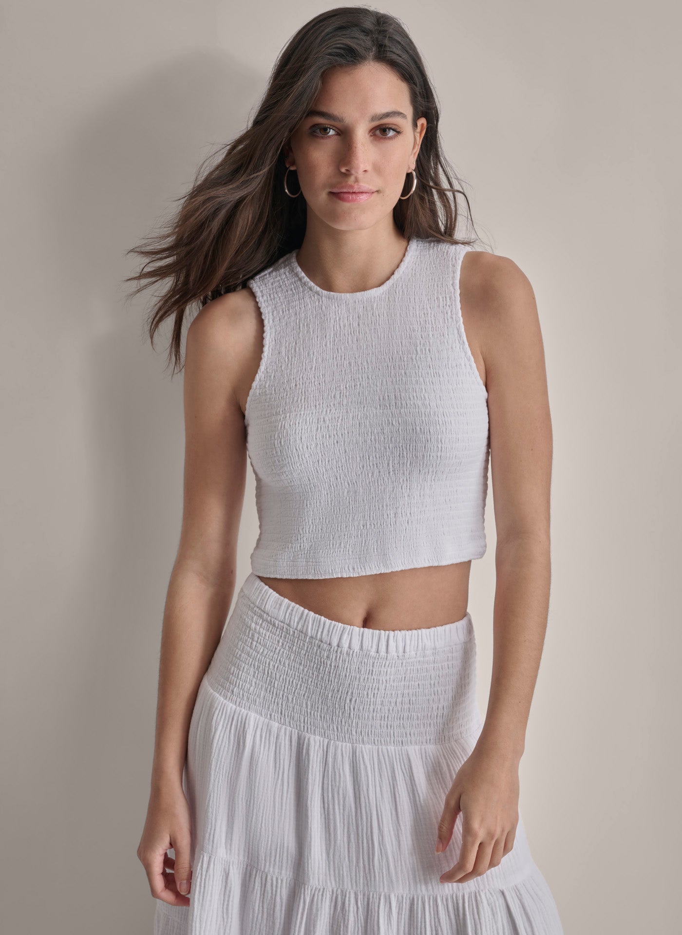 Smocked Cropped Tank Top