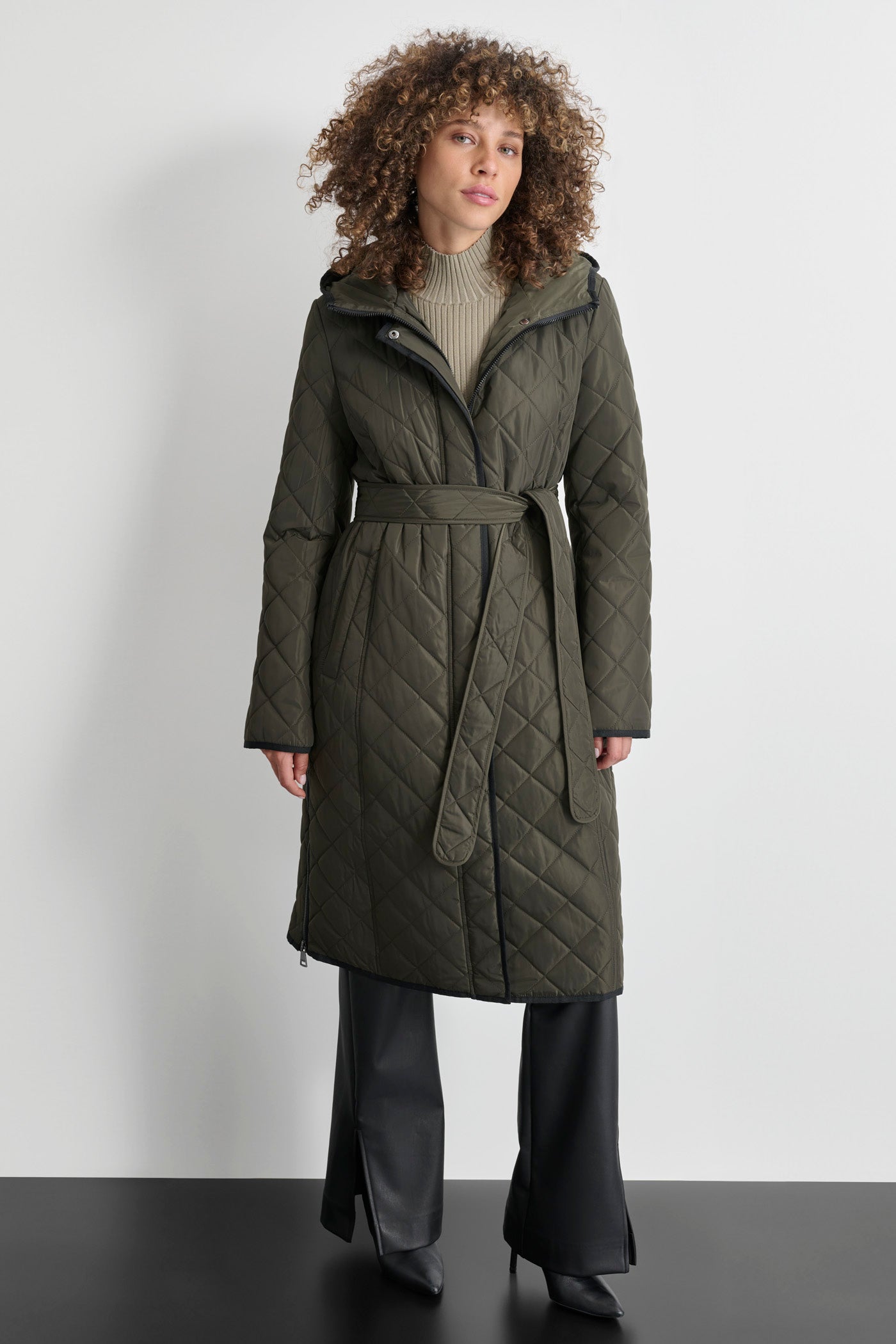 Stylish Quilted Long Trench Coat