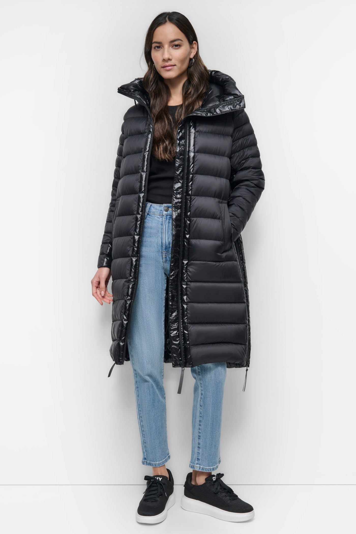 Quilted Puffer Jacket with Hood & Zip Front