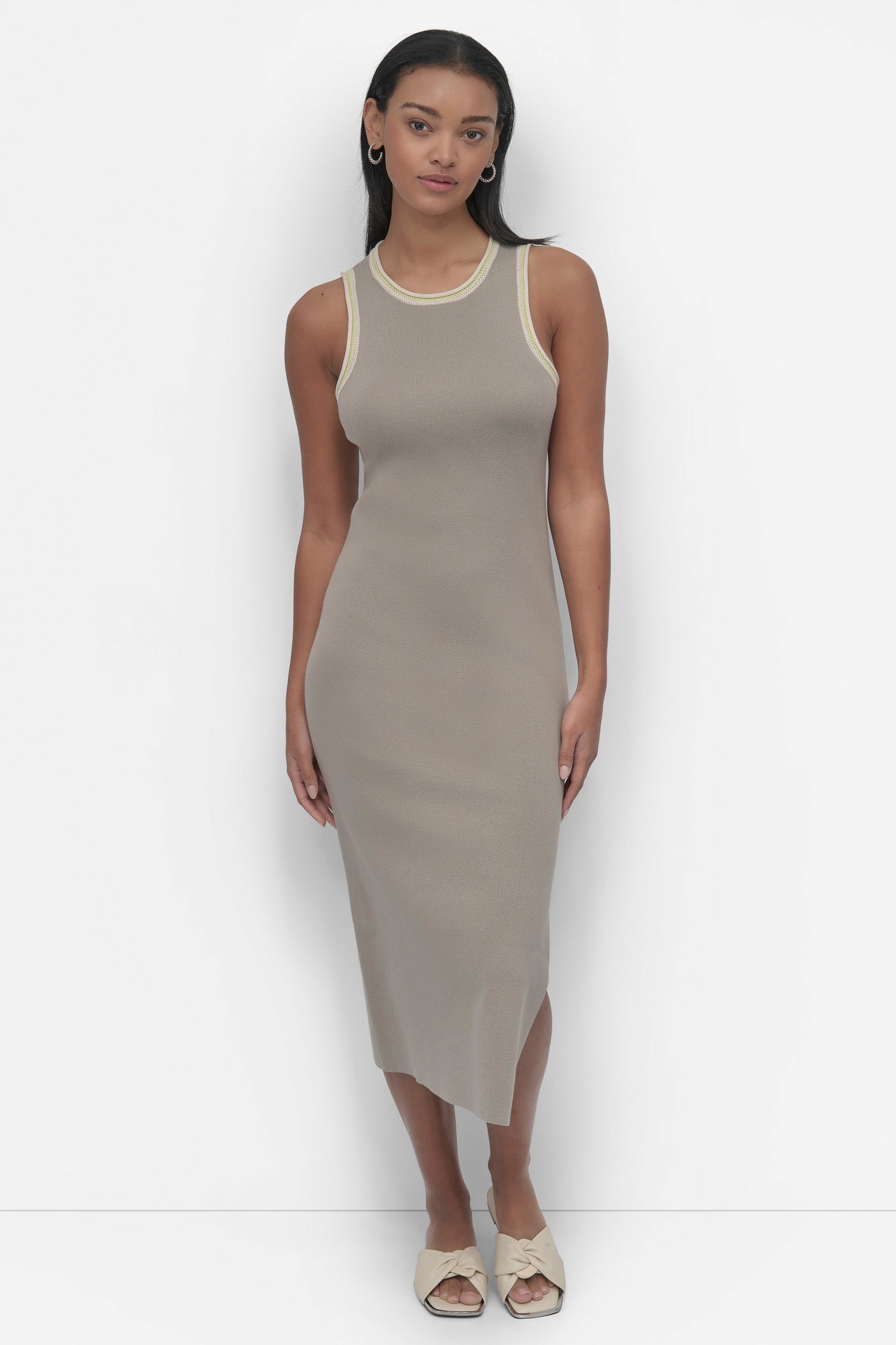 Color Block Midi Dress with Racer Front