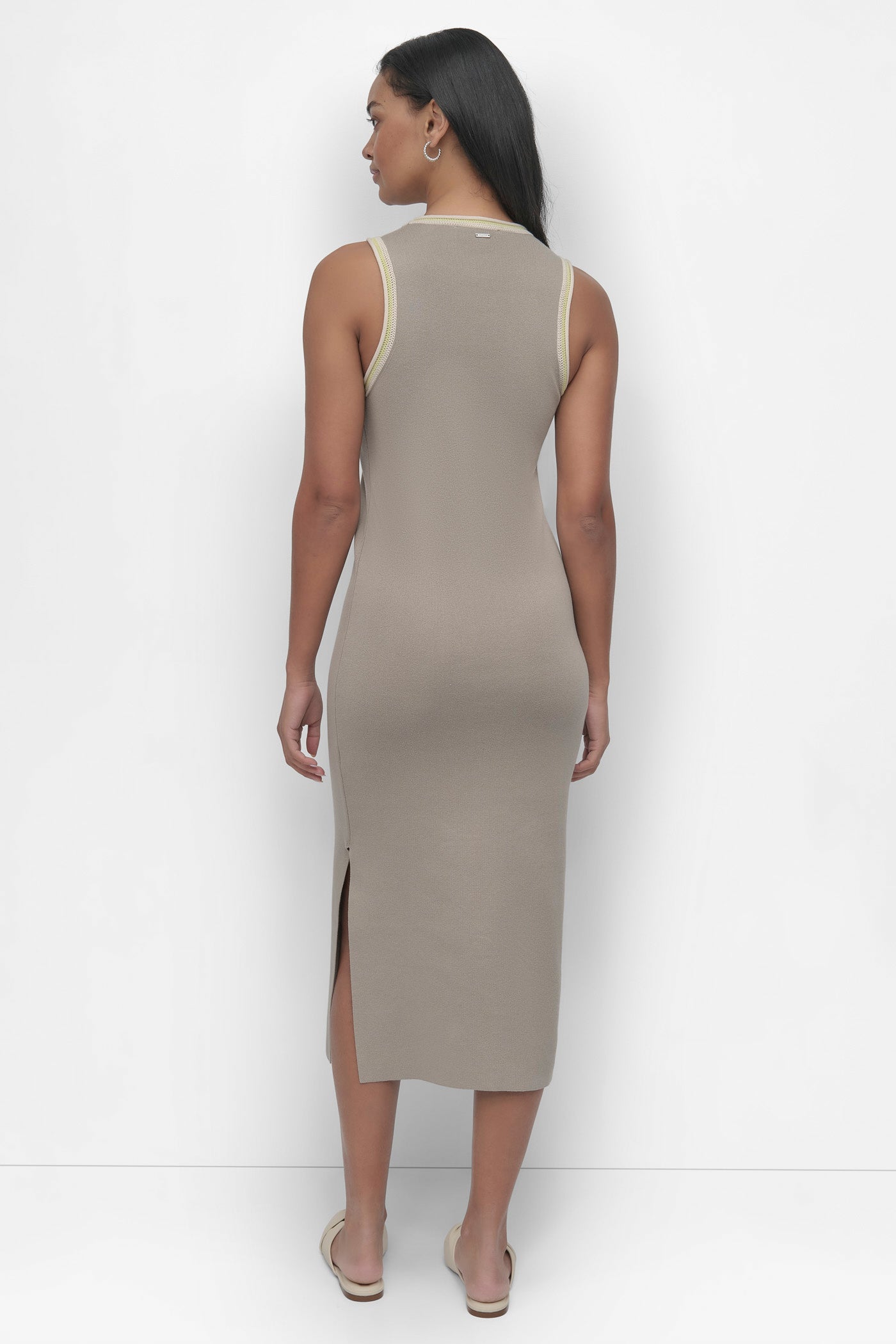 Color Block Midi Dress with Racer Front