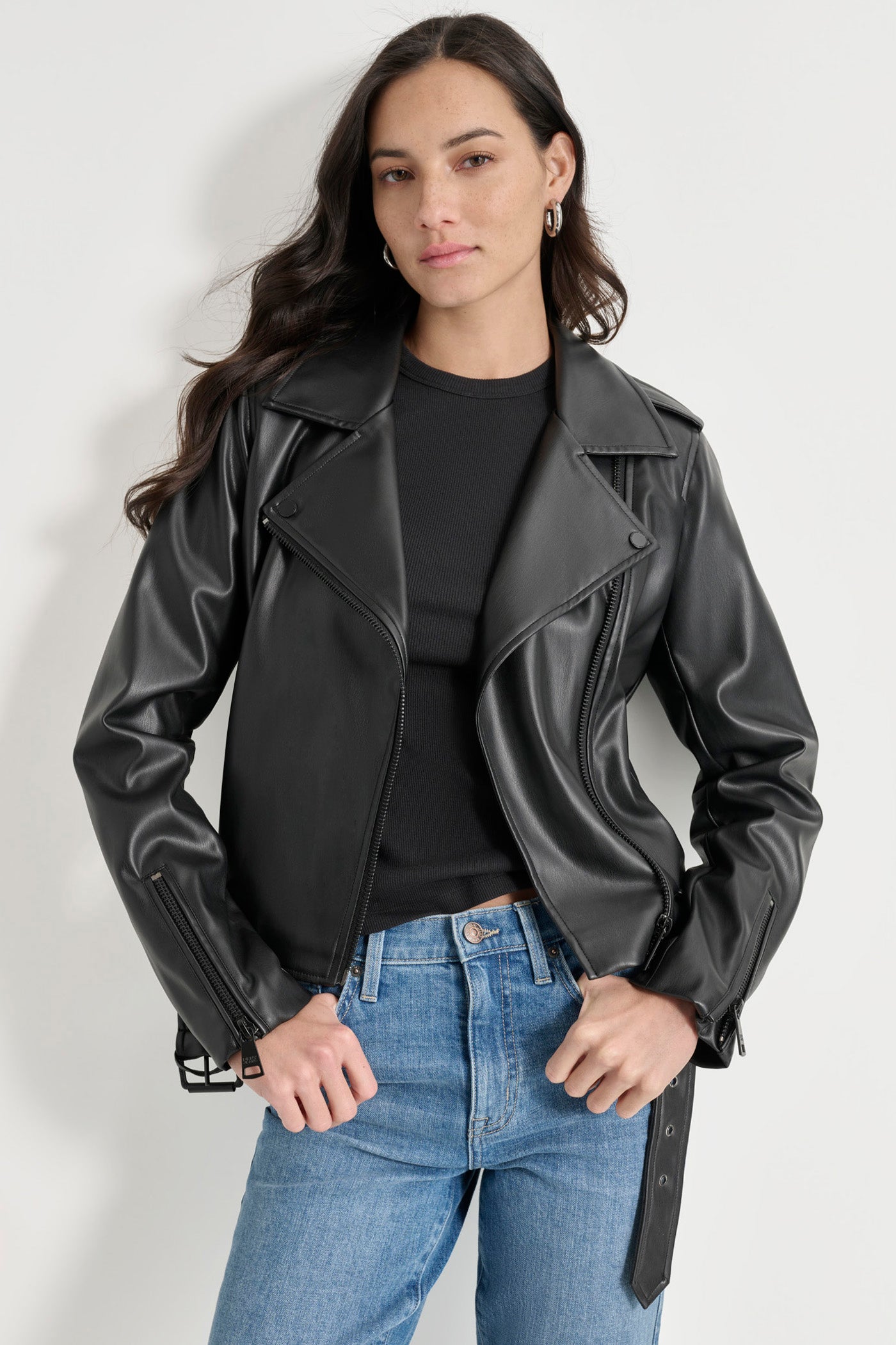 Stylish Faux Leather Biker Jacket