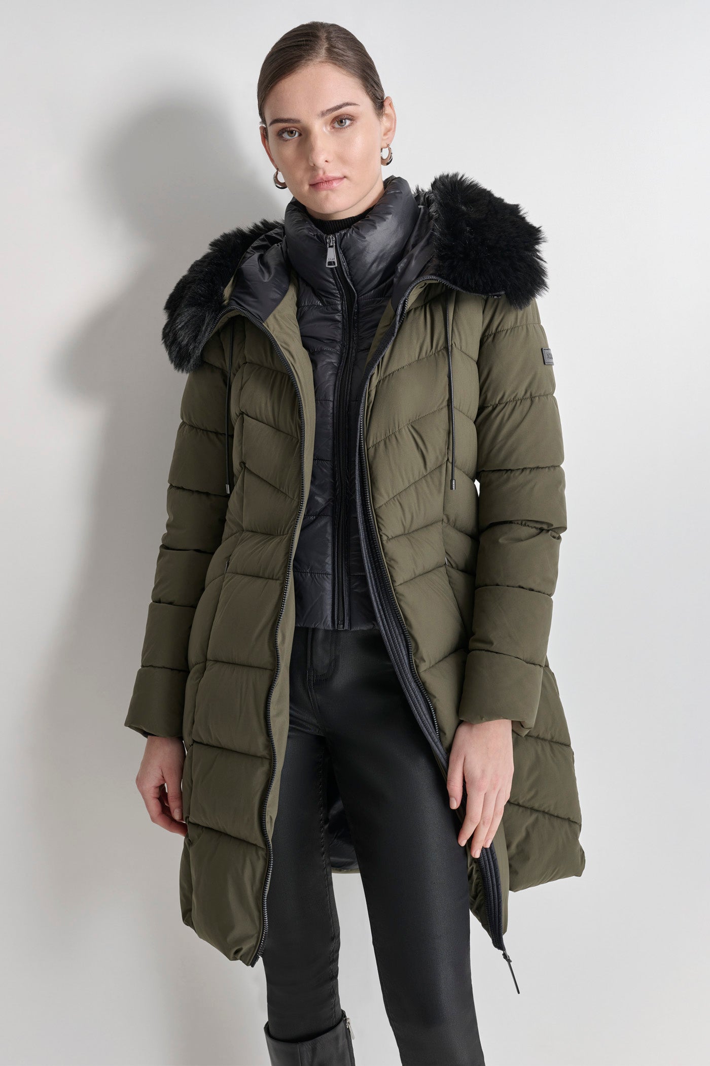 Faux-Fur Hooded Puffer Jacket for Winter