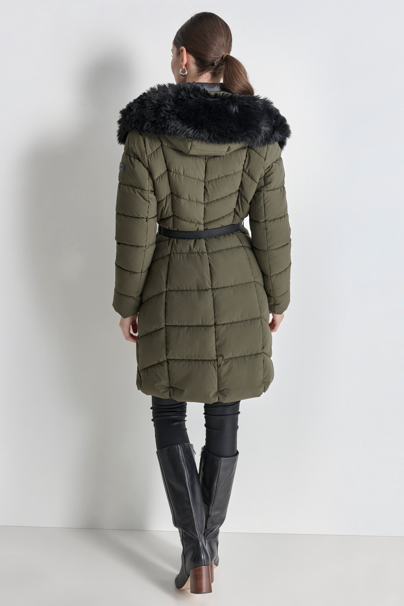 Faux-Fur Hooded Puffer Jacket for Winter