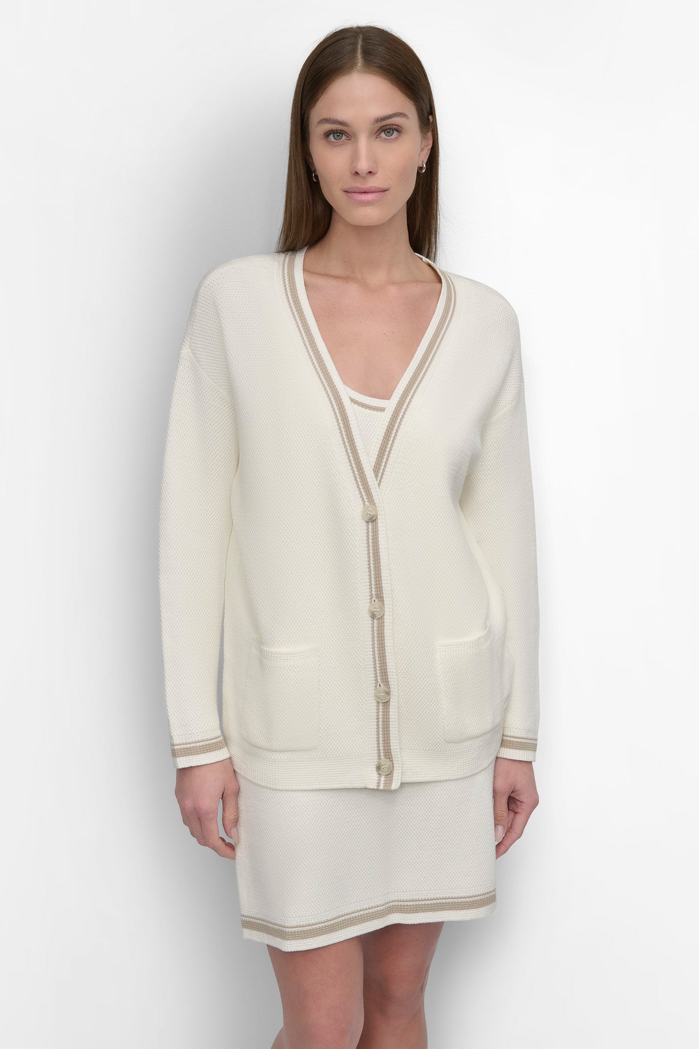 Classic Striped Piqué Cardigan for Men