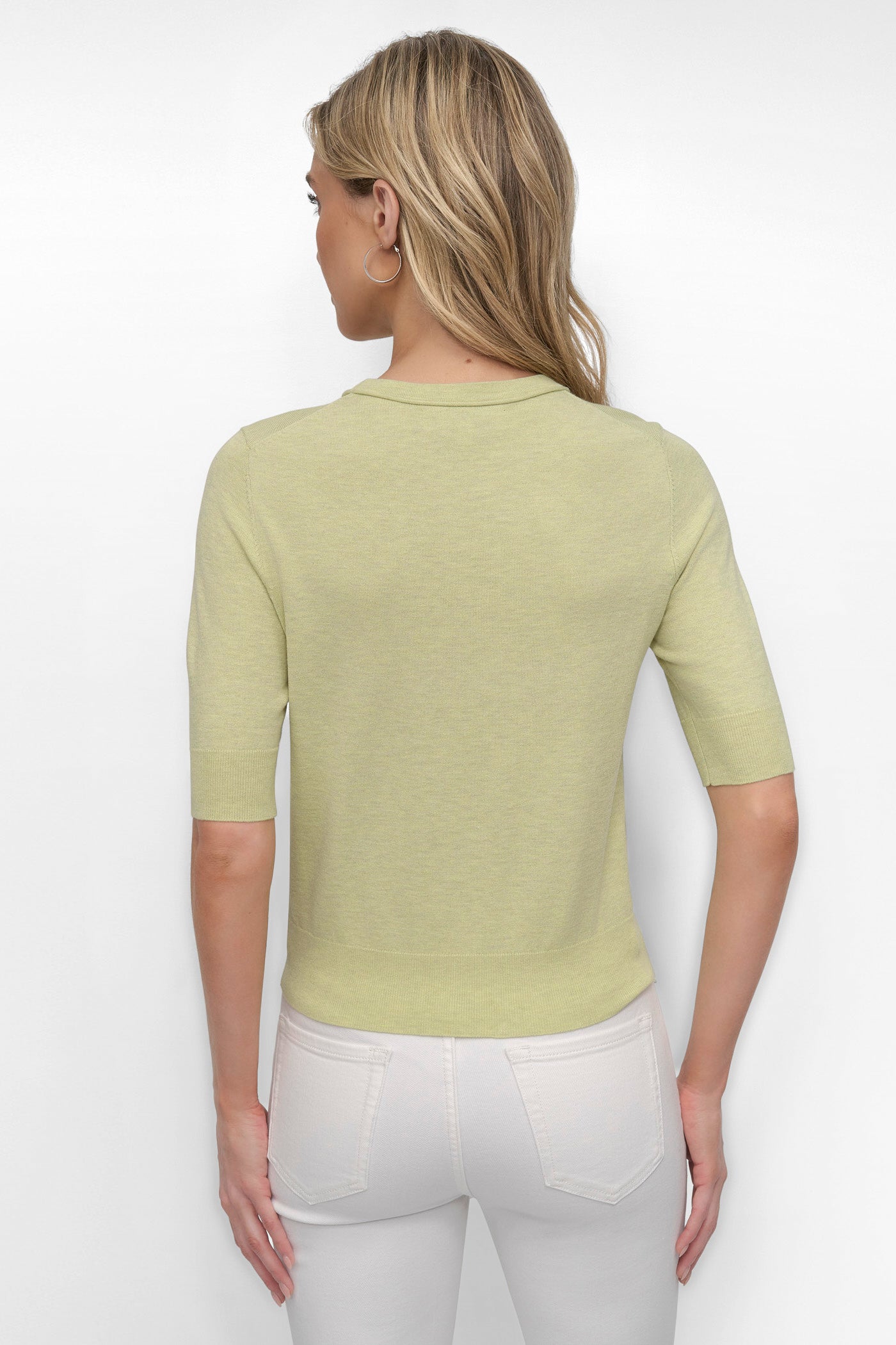Classic Crew Neck Elbow Sleeve Top