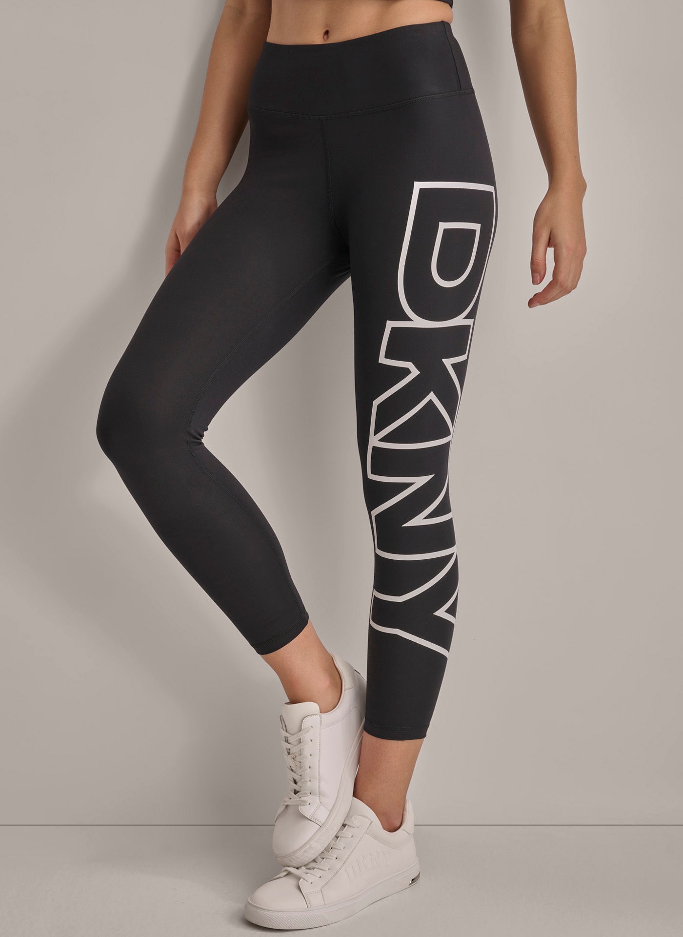 Cropped Mid-Rise Compression Leggings with Logo