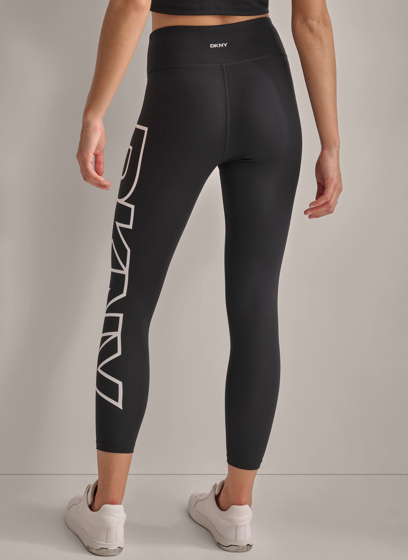 Cropped Mid-Rise Compression Leggings with Logo
