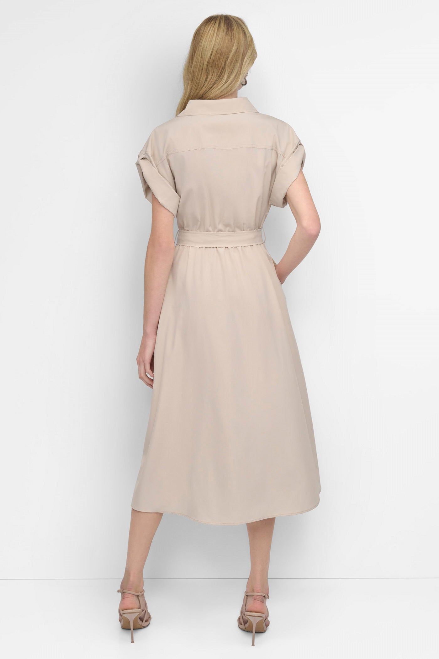 Button-Front Midi Dress for Work & Commute