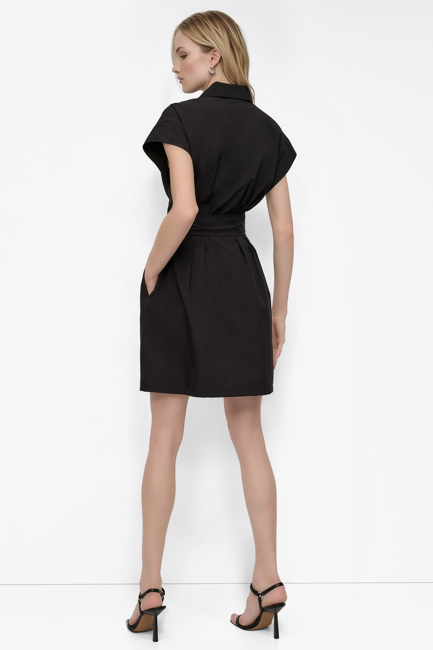 Belted Fit & Flare Shirt Dress for Commuting