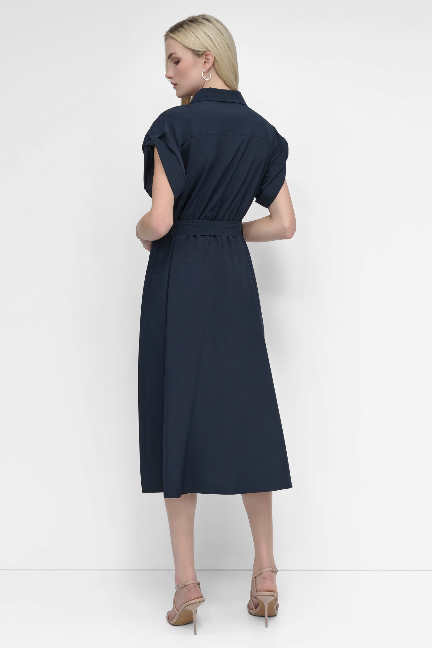 Button-Front Midi Dress for Work & Commute