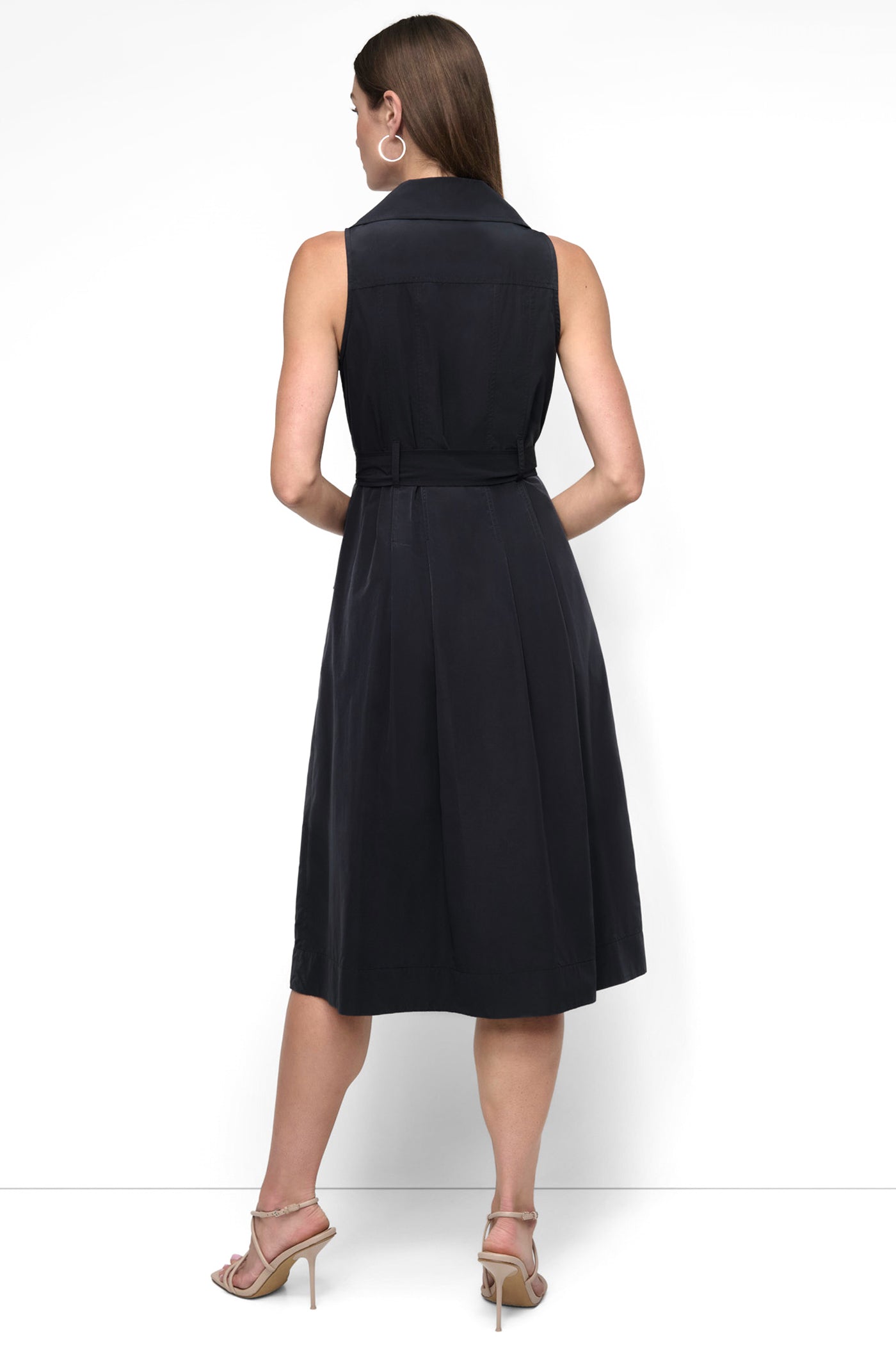 Belted Cotton Midi Dress - Sleeveless & Stylish